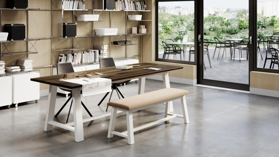 Midtwon Bench White Frame
